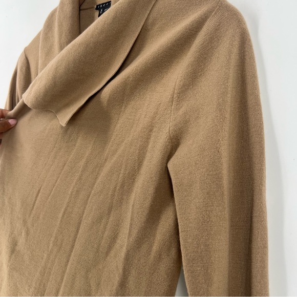 Theory Trincy Cardigan in Sandstorm Wool Long Sleeve Draped Open Front Longline - Picture 9 of 16